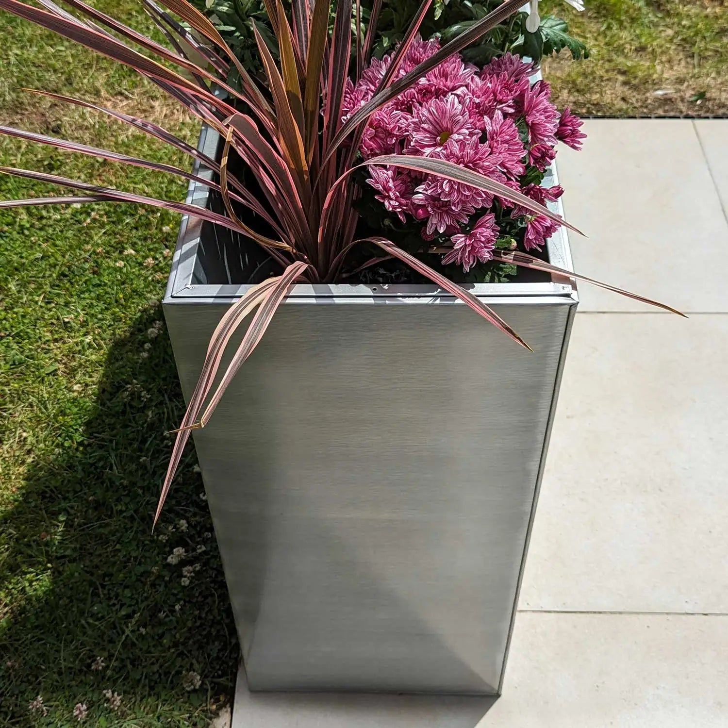 Long Zinc Galvanised Tall Trough Planter | 75cm x 25cm x 90cm | Silver