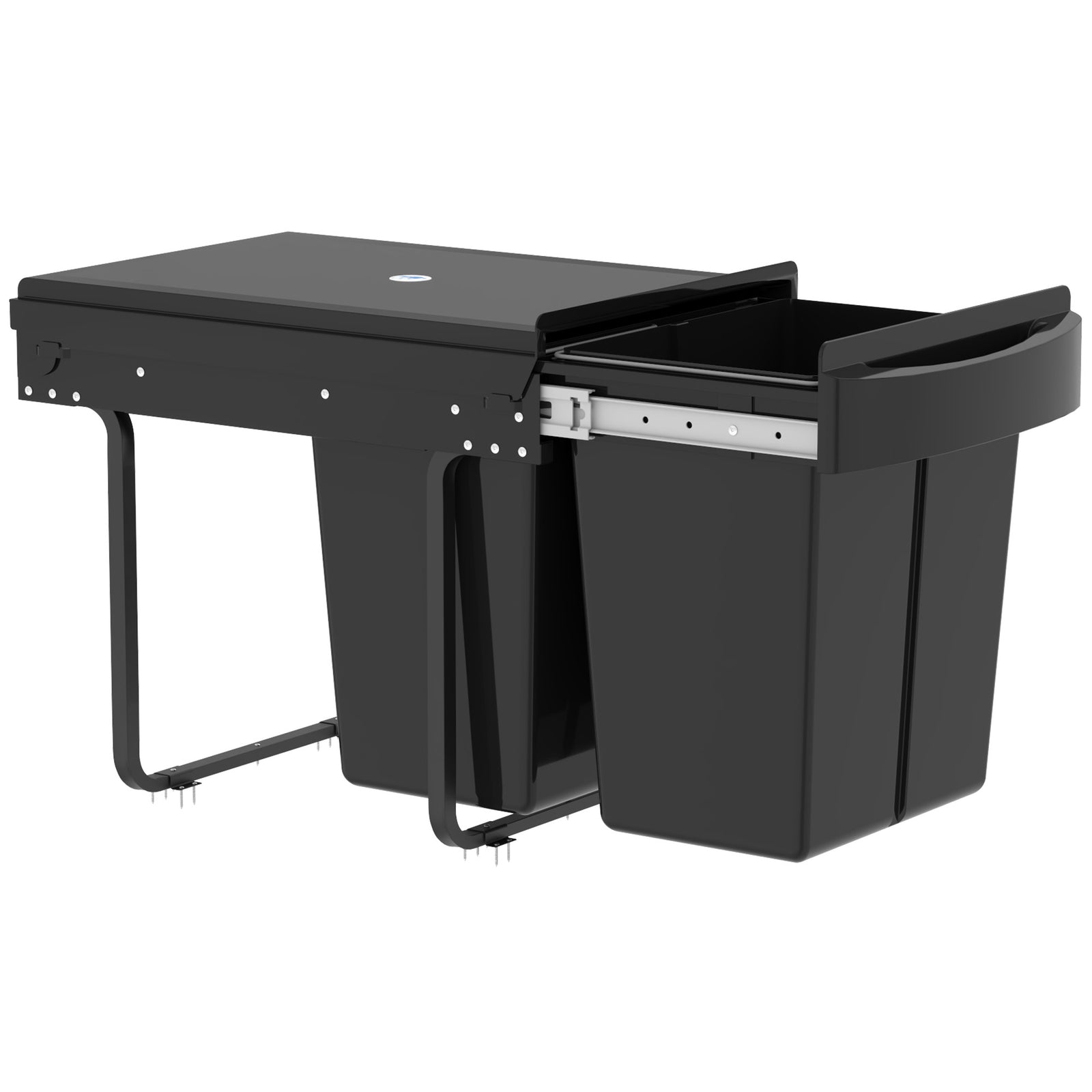 Kitchen Cupboard Bin With 40l Dual Compartment, Pull Out Bin | Black