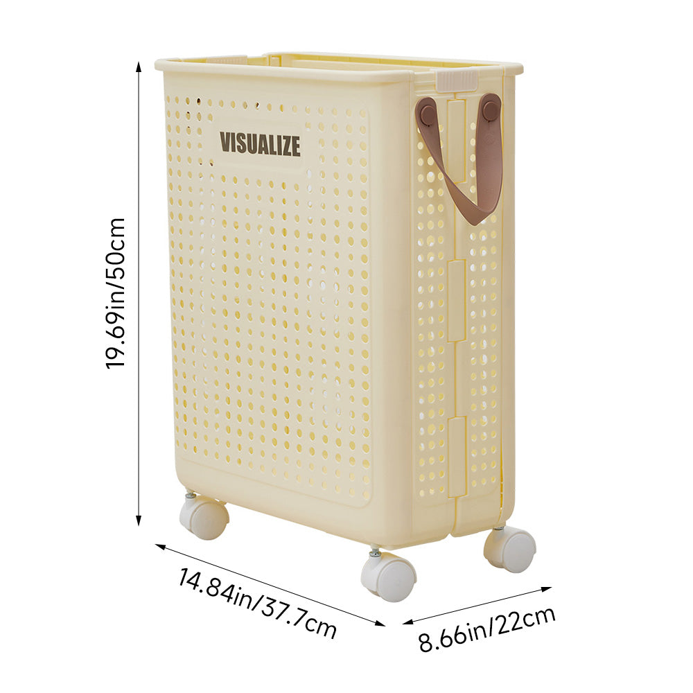 Foldable Laundry Basket With Wheels | Small | Beige