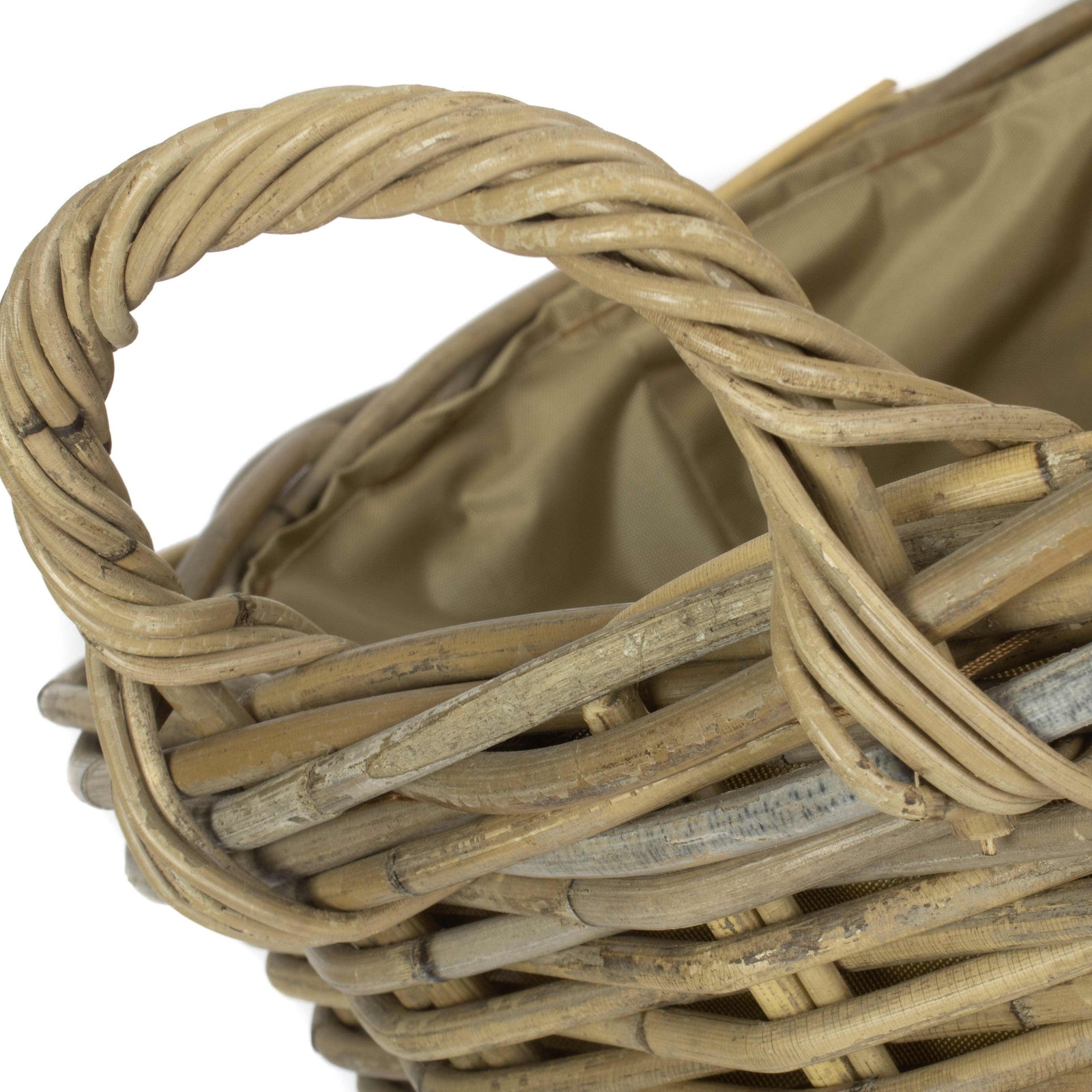 Round Grey Rattan Log Basket | Beige