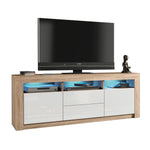 Shine Tv Unit 160cm With Led Lights | Natural Oak