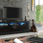 Shine Tv Unit 160cm With Led Lights | Black