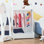 Kids Wood Clothes Rack With Storage Shelves Hall Tree For 3-8 Years