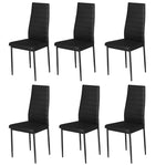 Set Of 6 Modern Faux Leather Armless High Back Dining Chairs | Set of 6 | Black