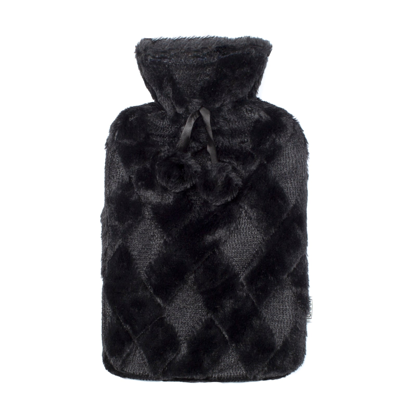 Livivo Long 2l Hot Water Bottle With Decorative Pom Poms And Washable Cover