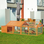 Pawhut Wooden Chicken Run With Nesting Box, Openable Roof, For 4-8 Chickens