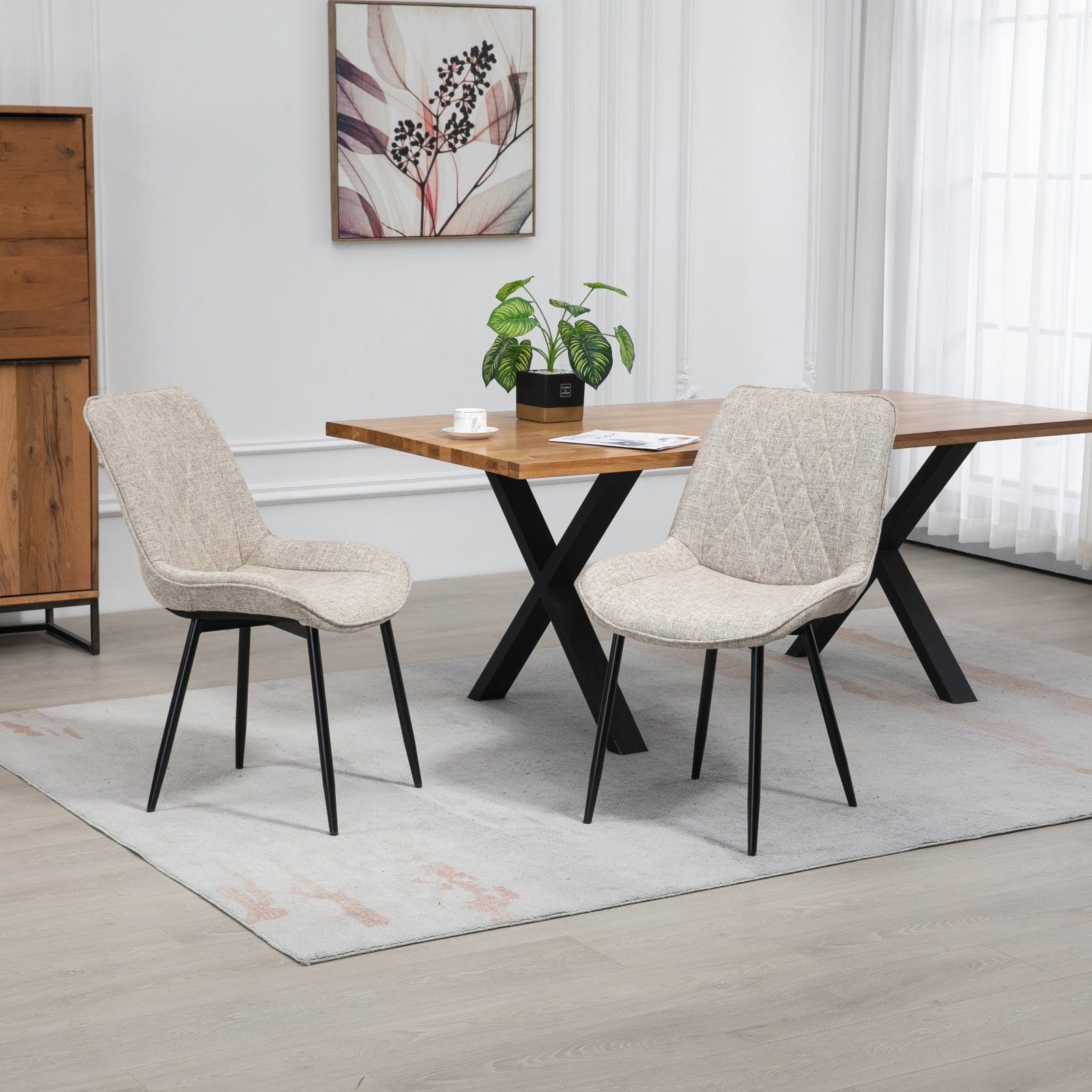 Set Of 2 Bovino Fabric Dining Chairs | Brown