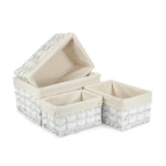 Wicker White Scandi Storage Basket With White Lining | Set of 4 | White