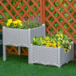 Set Of 2 Raised Flower Bed Plant Stand | Gray