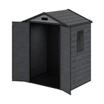 6x4.4 Ft Outdoor Plastic Storage Shed With Floor, Window, Vents & Double Lockable Doors,wood Grain Design