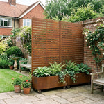 Metal Privacy Screen With Plant Pot - Slat | Rust