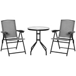 Patio Bistro Set Folding Chairs Garden Coffee Table Balcony | Gray
