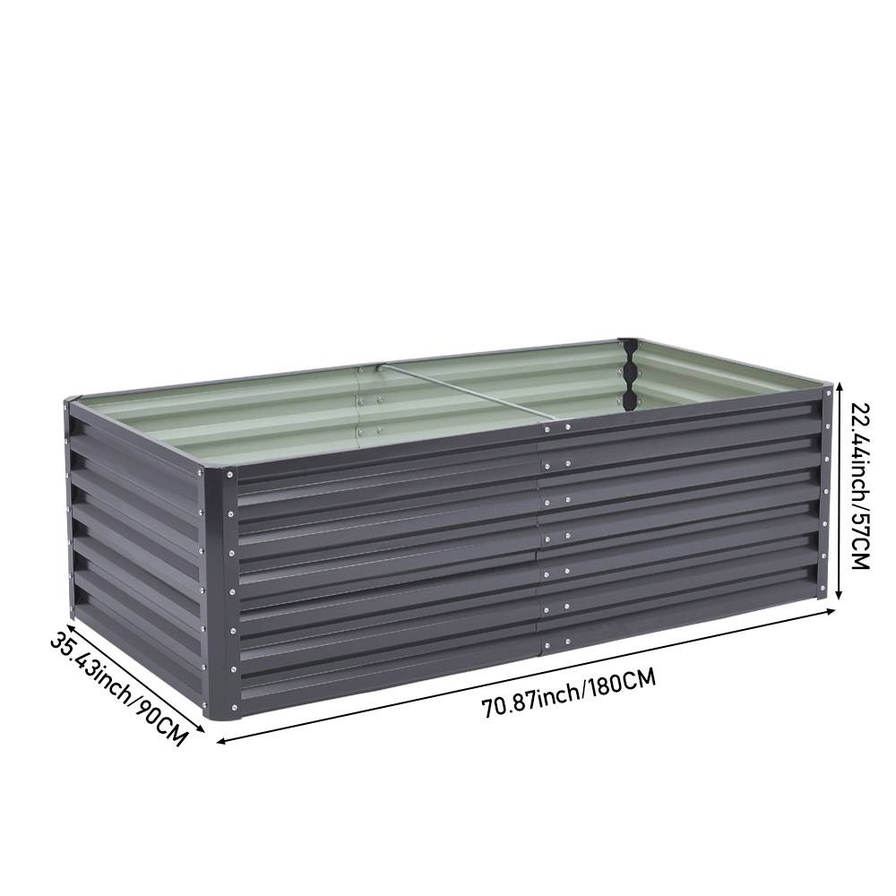 Outdoor Modular Metal Raised Garden Bed | One Size | Grey