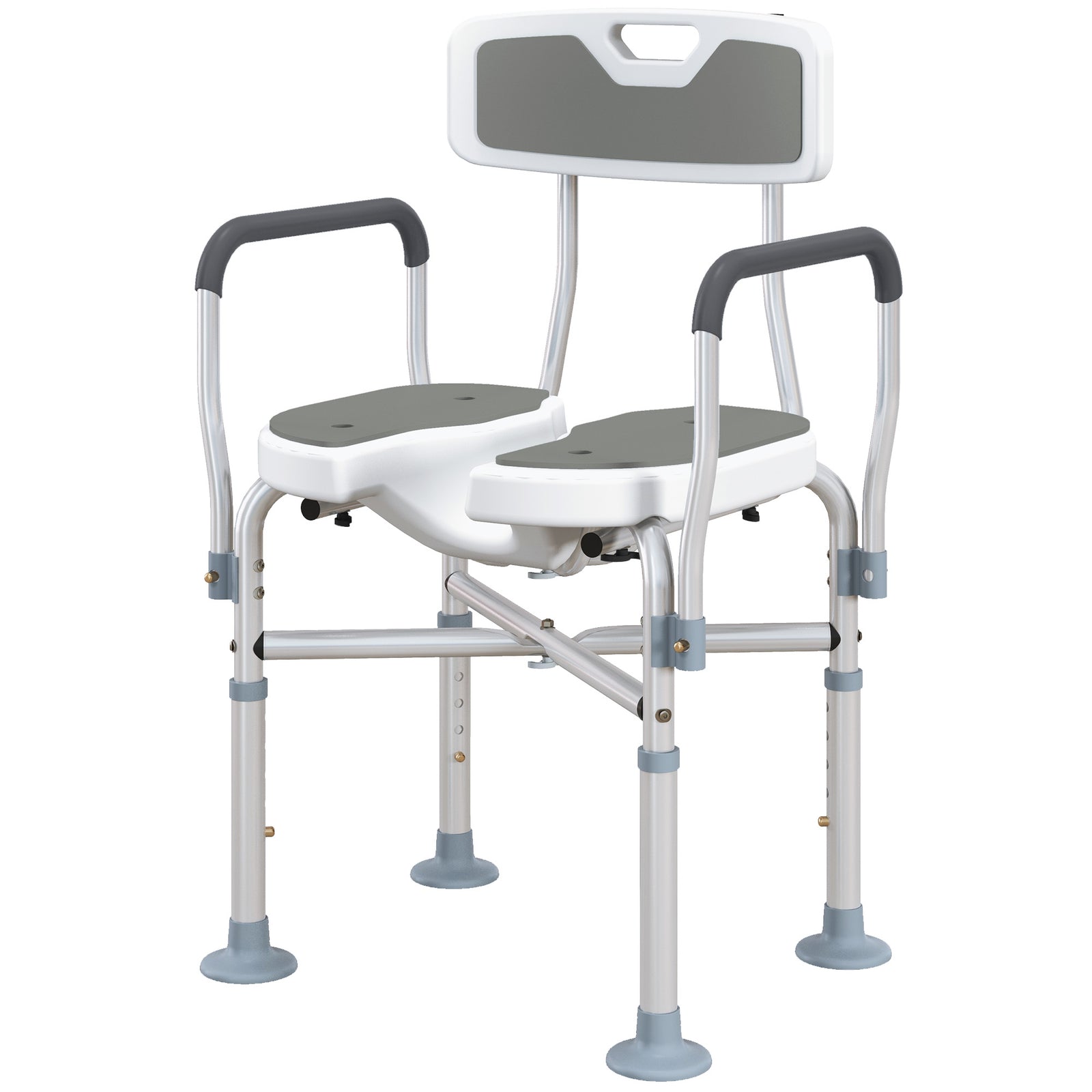 Padded Bath Chair With Slotted Seat And Adjustable Height | One Size | Grey