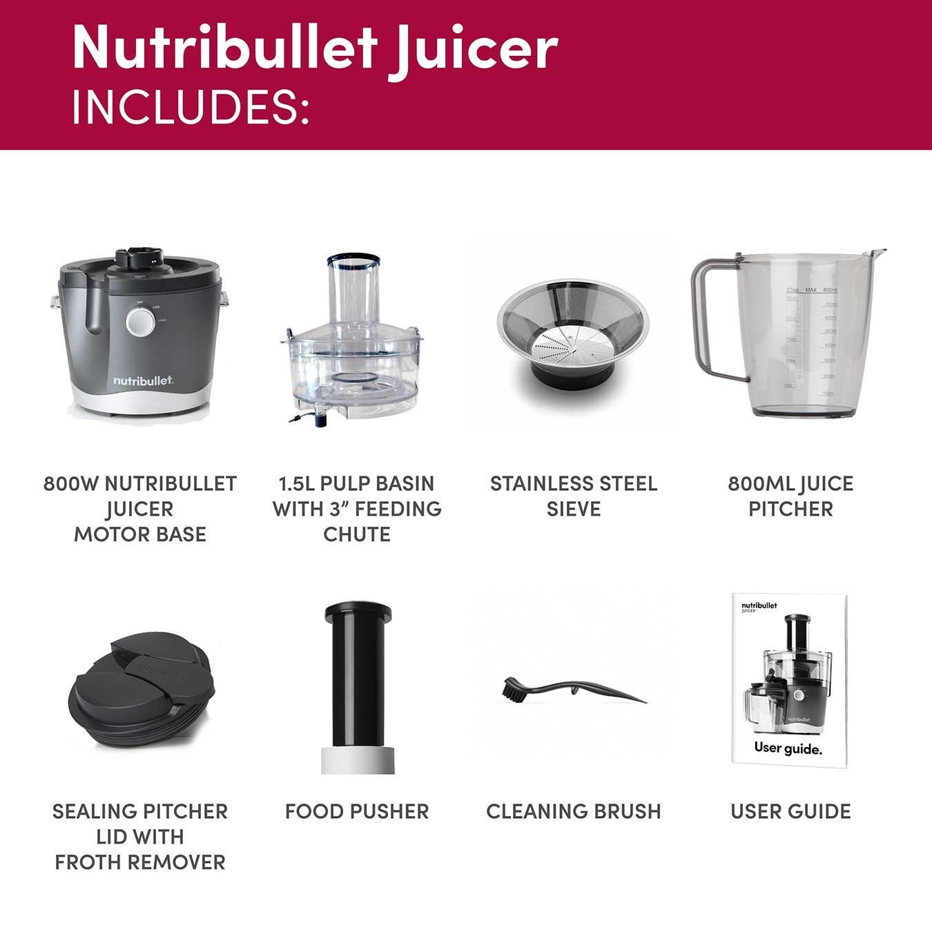 Juicer 800w - 8 Piece Set | Charcoal Grey