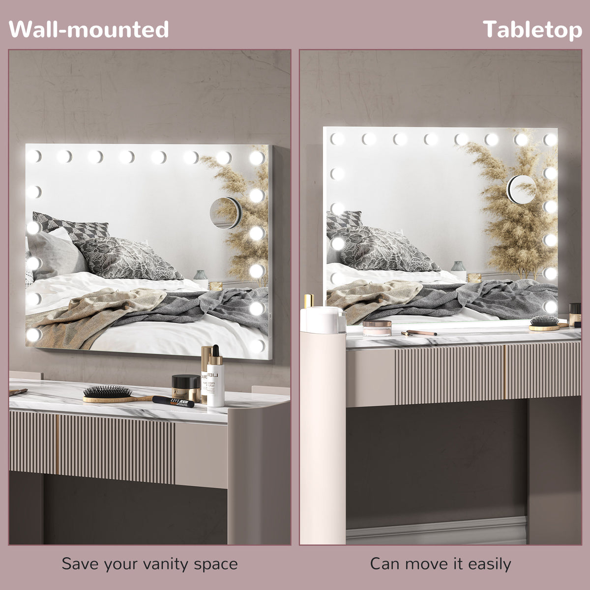HOMCOM Hollywood Vanity Mirror, Usb Port White
