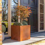 Corten Steel Straight Edge Cube Planter | 50cm x 50cm x 50cm | Brown