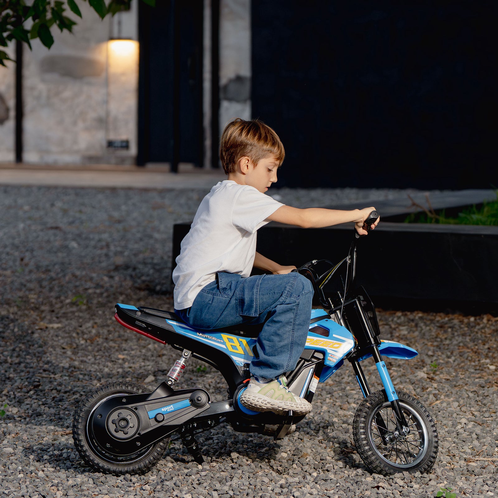 24v Battery Powered Ride On Motorcycle With Rear Suspension | Blue