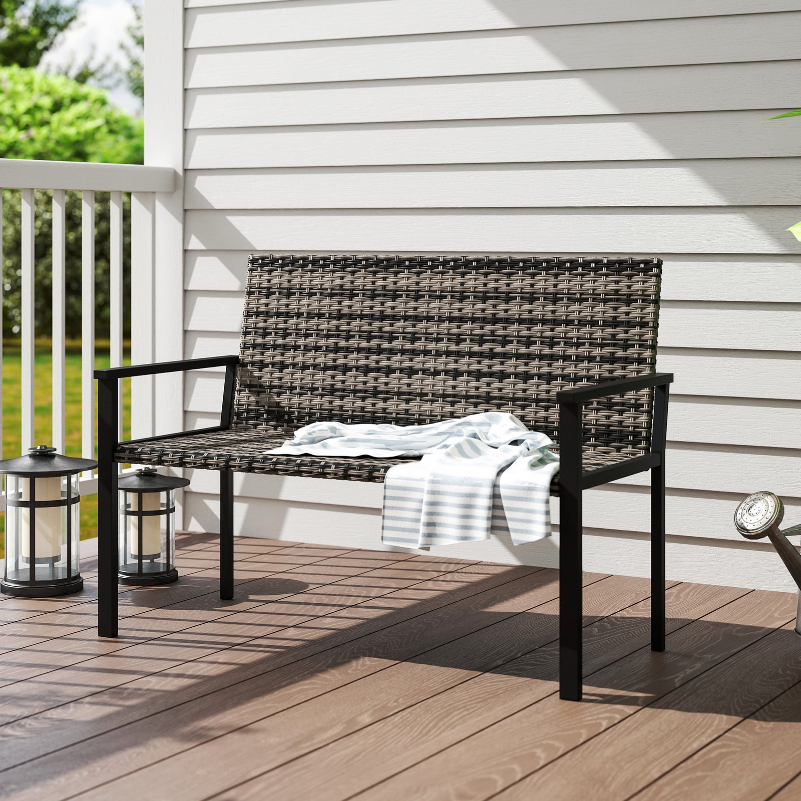 2 Seater Rattan Bench With Quick-drying Padding