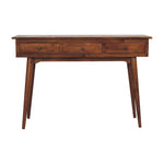 Solid Wood Large Chestnut Console, 3 Drawers, Dark Brown