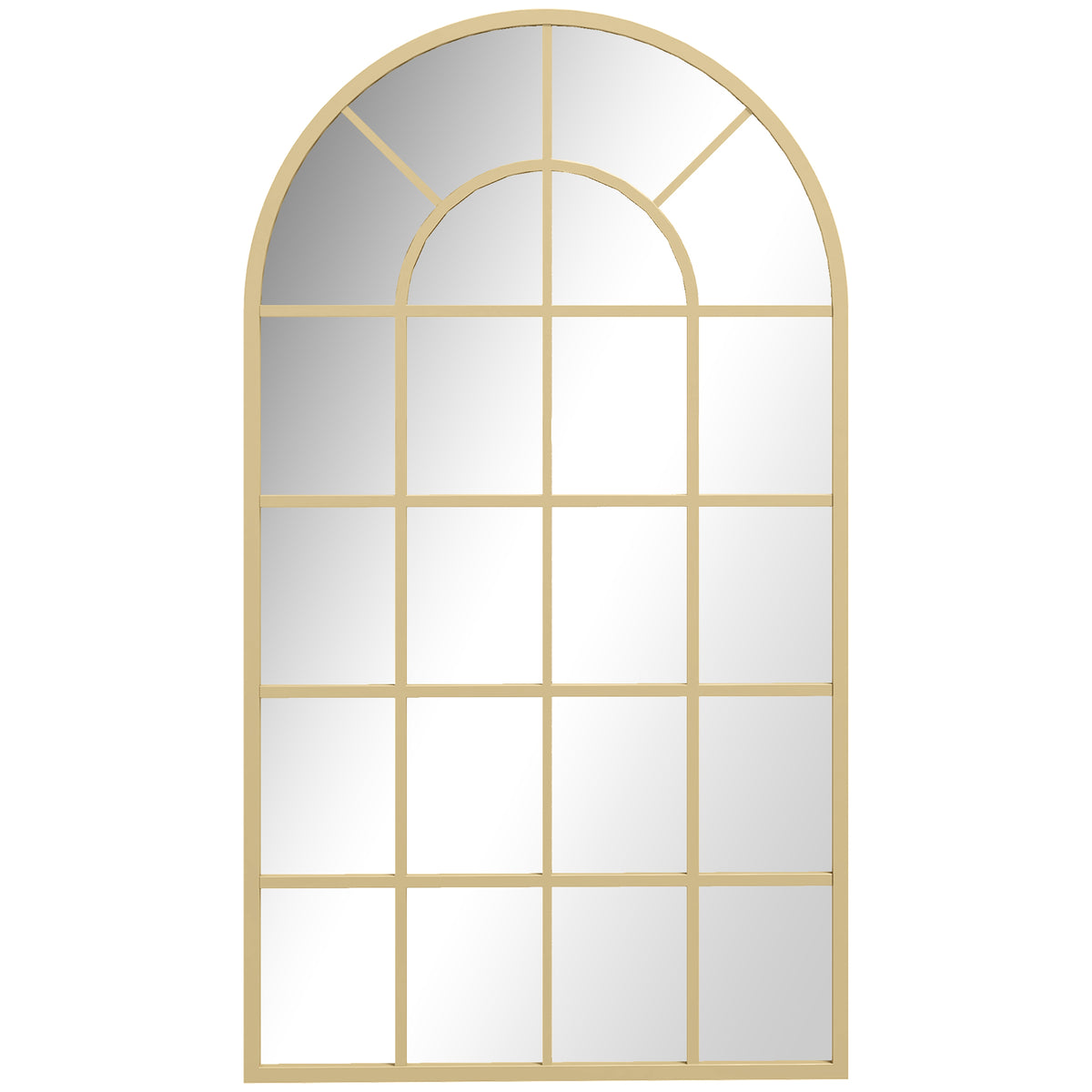 HOMCOM Modern Arch Window Wall Mirror For Living Room Bedroom, Gold Tone