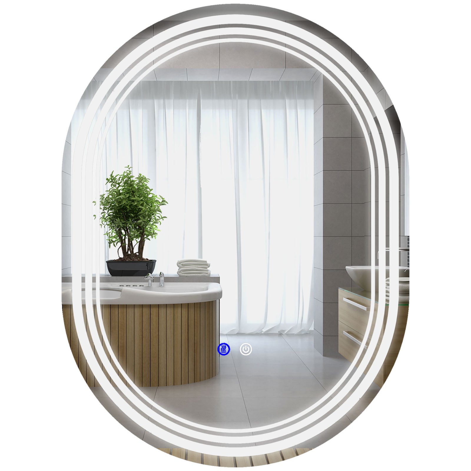 70x50/80x60cm Bathroom Mirror With Led Lights Anti-fog | Medium | Silver