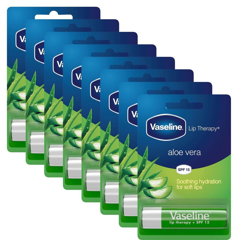 Lip Therapy With Petroleum Jelly Balm Sticks, Aloe Vera 4g | Set of 8