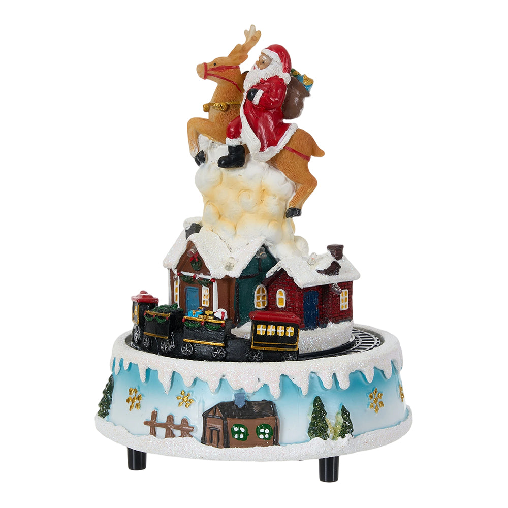 Christmas Xmas Santa Claus Reindeer Music Box Ornament With Lights