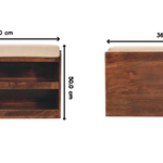 California Walnut & Mud Linen Pull Out Shoe Bench In Solid Wood | Chocolate Brown