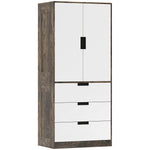 HOMCOM Modern Clothes Storage Cupboard Unit With Hanging Rod