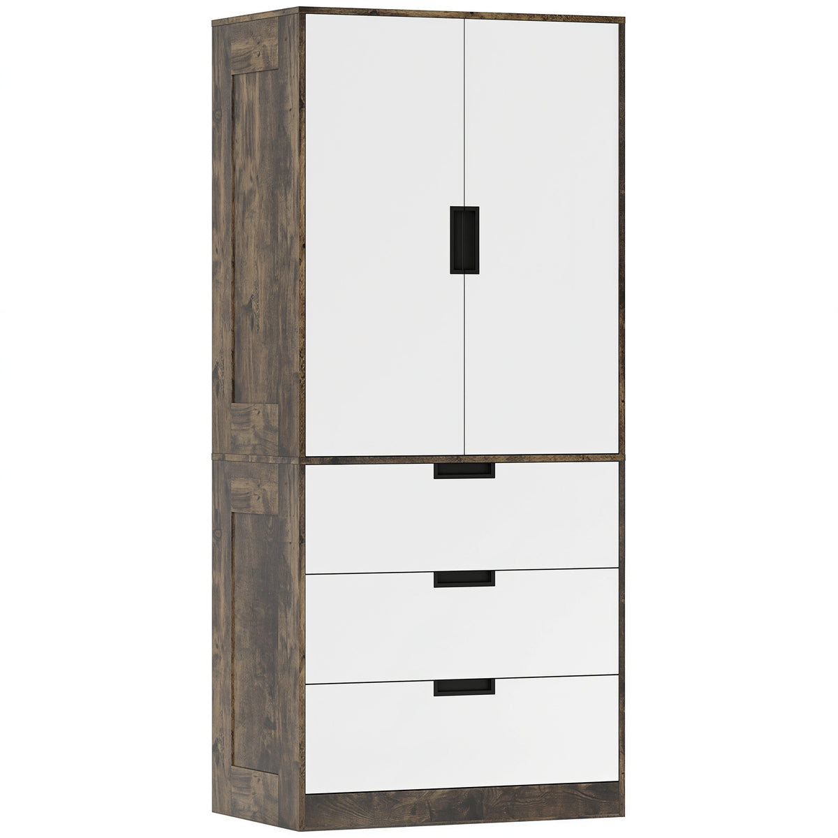 HOMCOM Modern Clothes Storage Cupboard Unit With Hanging Rod