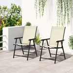 Garden Armchairs Patio Folding Modern Furniture | Set of 2 | Beige