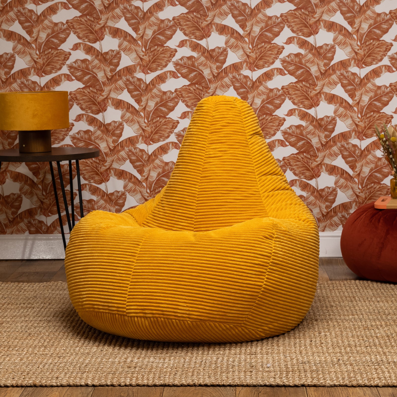Dalton Cord Bean Bag Chair | Yellow