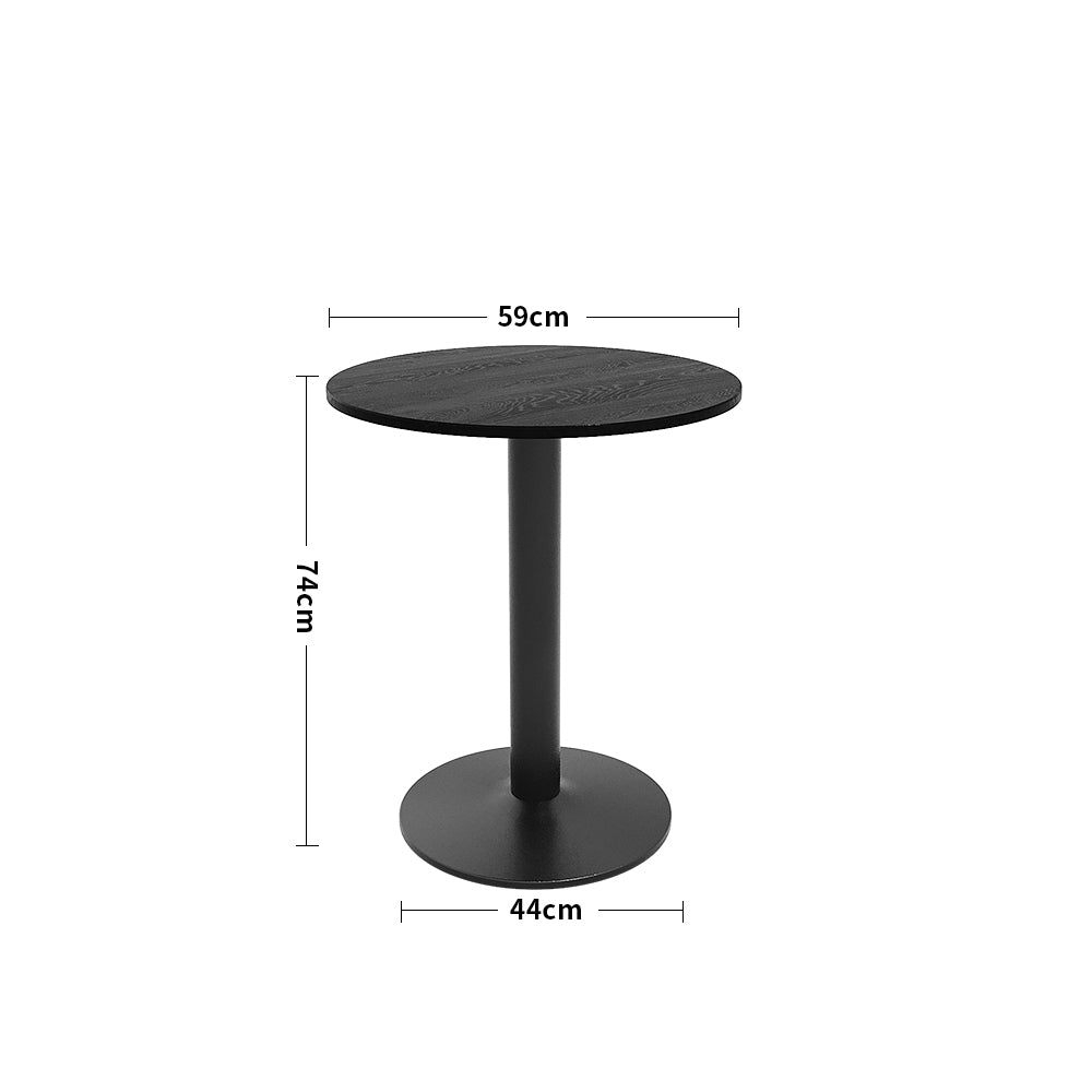 60cm Dia X 72cm H Round Cafe Table With Metal Base | 60cm x 60cm | Black