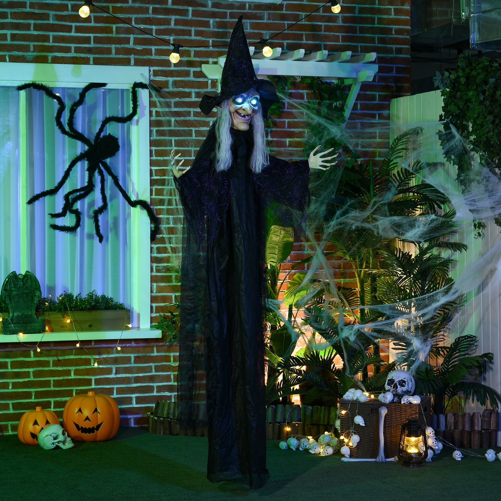 Standing Witch Prop Life Size With Light Up Eyes, Talking Sound