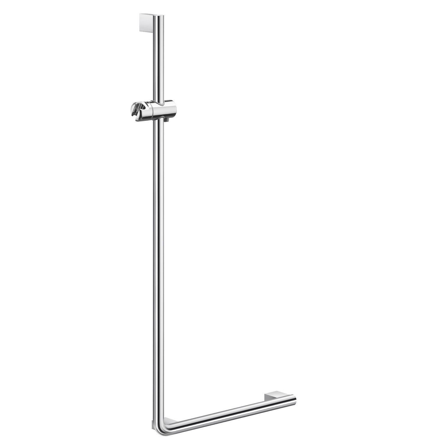 Chromed Stainless Steel Left L-shaped Shower Bar Riser Rail | Chromed Stainless Steel