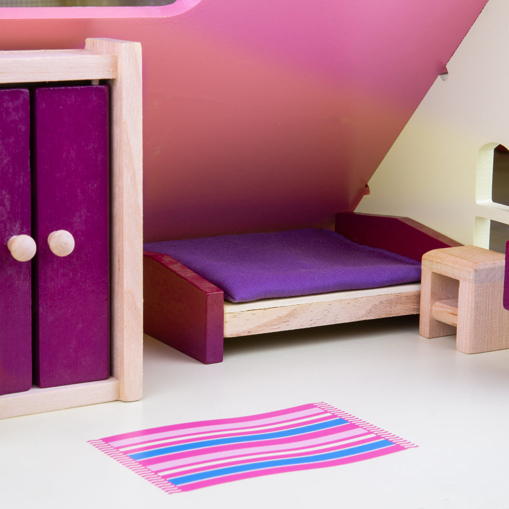 Wooden Dolls House Furniture Set, Includes 27 Play Pieces