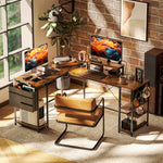 168cm Reversible L Shaped Desk, 240cm Two Person Desk | One Size | Brown