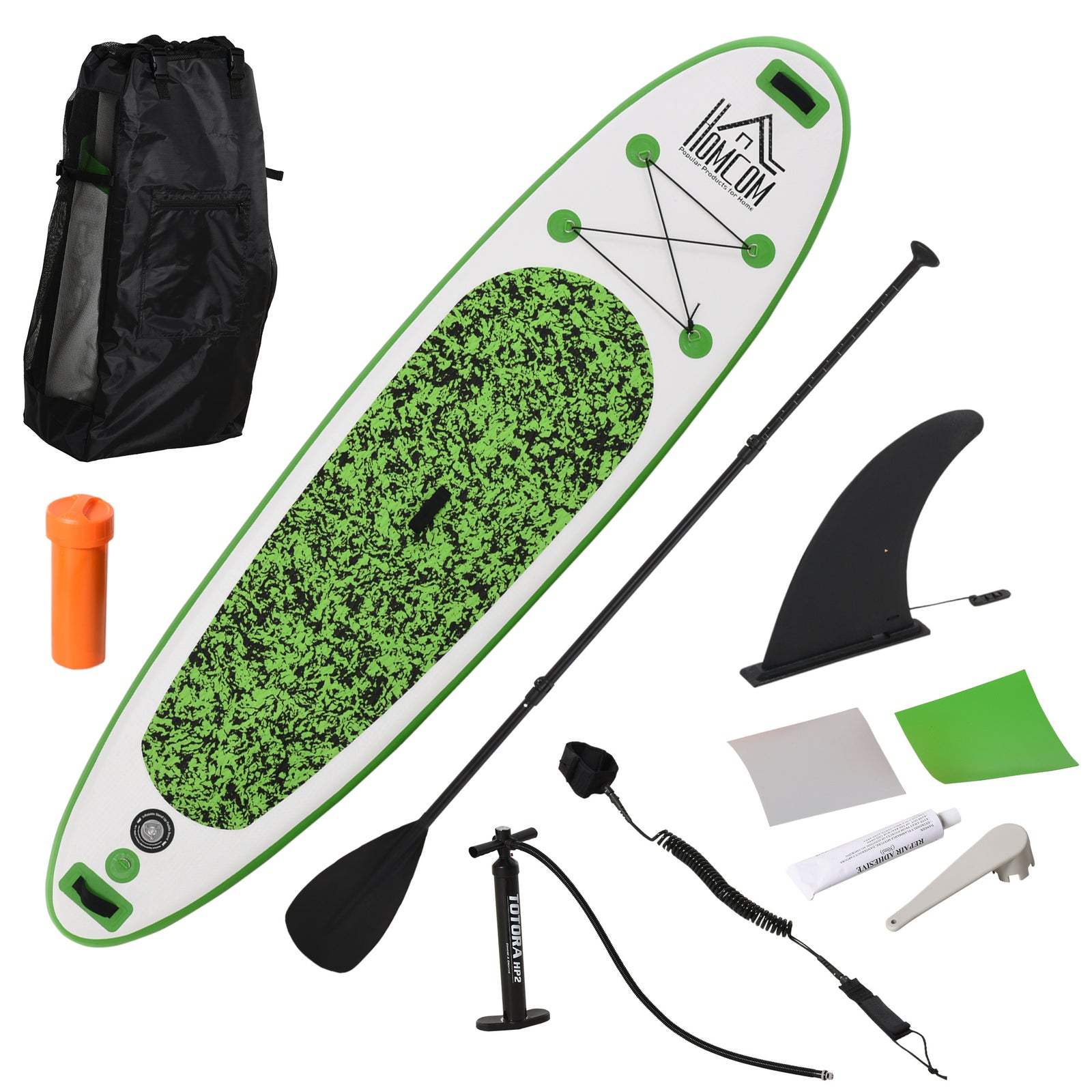 Inflatable Paddle Board, 10' X 30", Non-slip, 3 Fins | Green