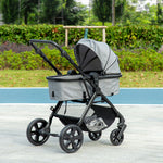2 In 1 Pushchair Stroller W/ Reversible Seat Single Hand Foldable | Grey
