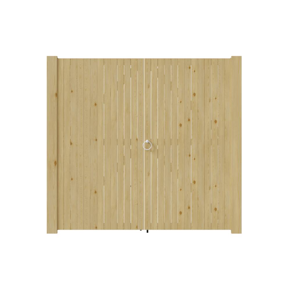 Heavy-duty Solid Spruce Wood Double Door Gate With Clear Varnish Finish, Weather-resistant,hardware Kit Included – Pedestrian & Garden Use | Small