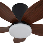 5-blade Ceiling Fan Light With 6-speed Reversible Motor, App & Remote | Walnut