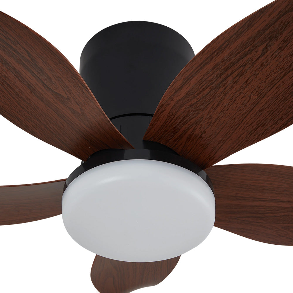 5-blade Ceiling Fan Light With 6-speed Reversible Motor, App & Remote | Walnut