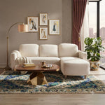 L-shaped Sofa And Chaise Lounge Set With Wooden Legs | White
