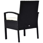 3pc Garden Rattan Bistro Set Dining Table 2 Seater Chair | Black
