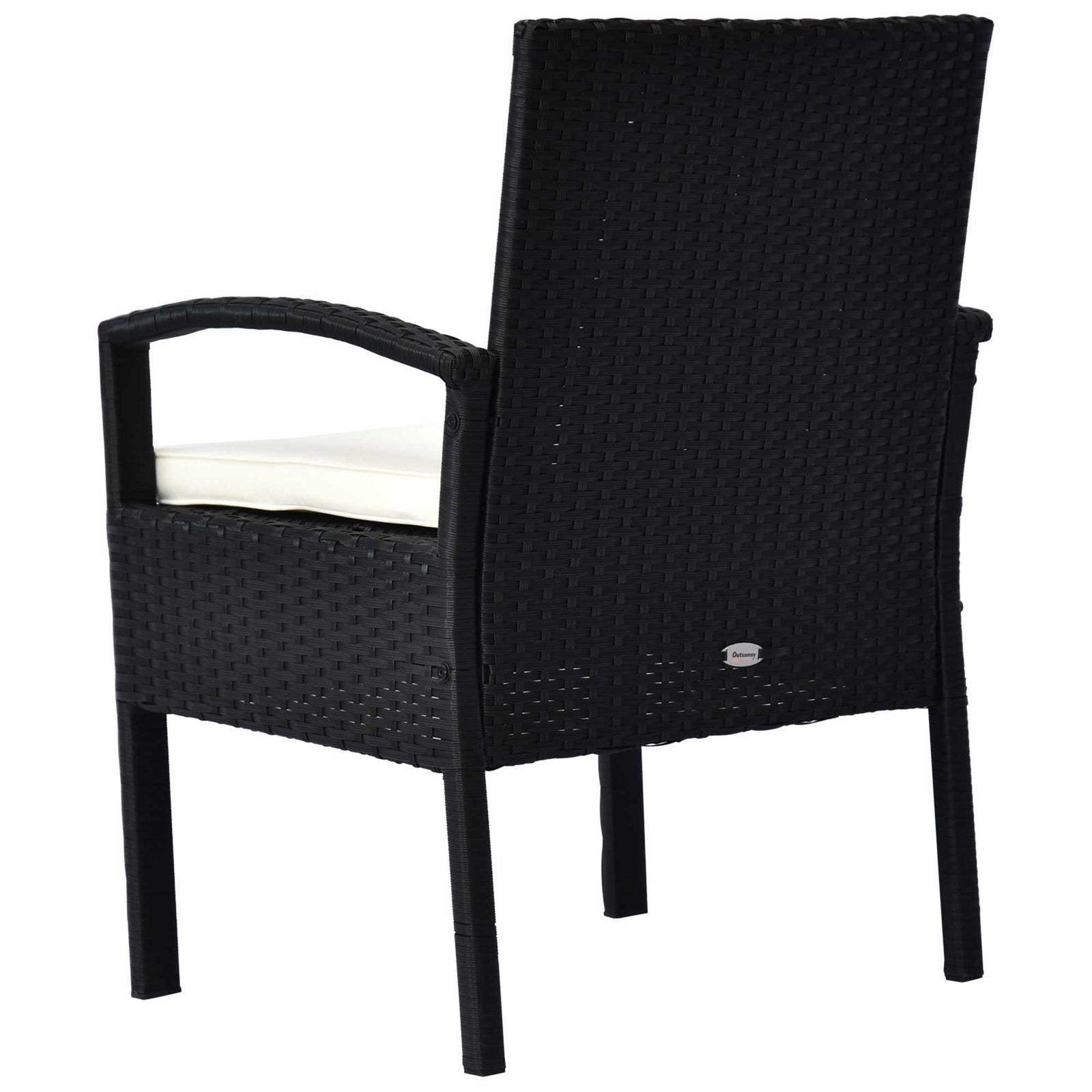 3pc Garden Rattan Bistro Set Dining Table 2 Seater Chair | Black