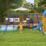 3 In 1 Metal Kids Swing Set With Swing, Glider, Rocking Chair