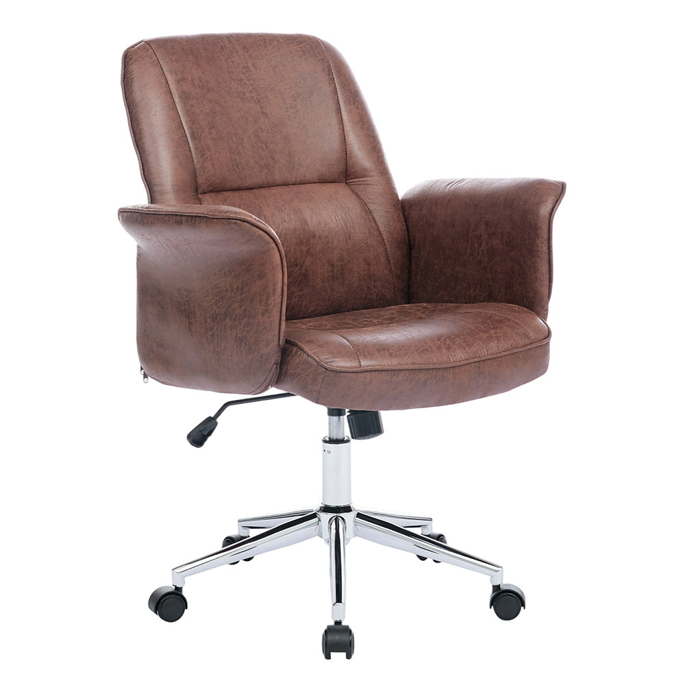 Retro-style Pu Leather Office Chair With Armrests And Casters