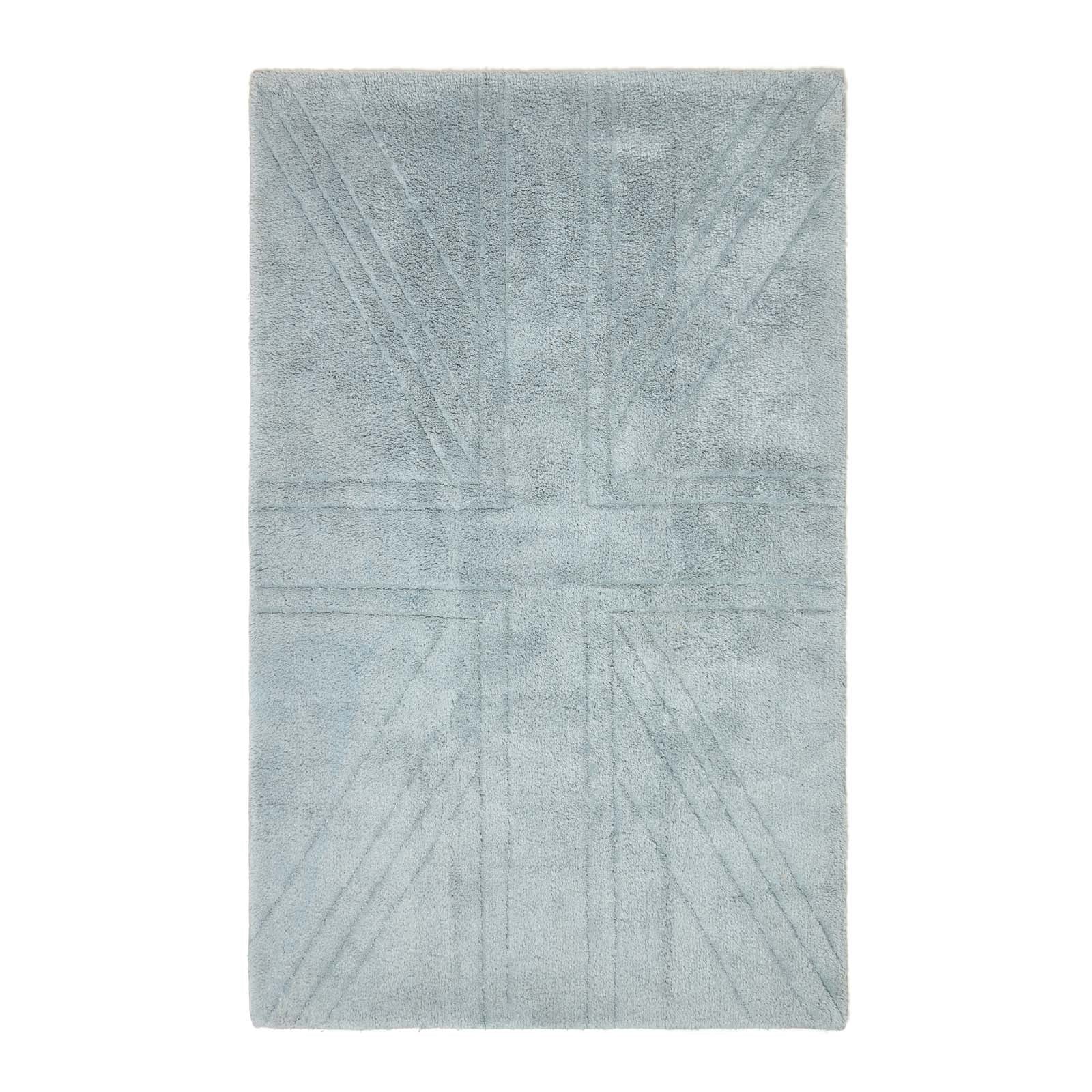Cotton Tufted Rug Union Jack Plain Embossed Mat | 150cm x 95cm | Silver Grey