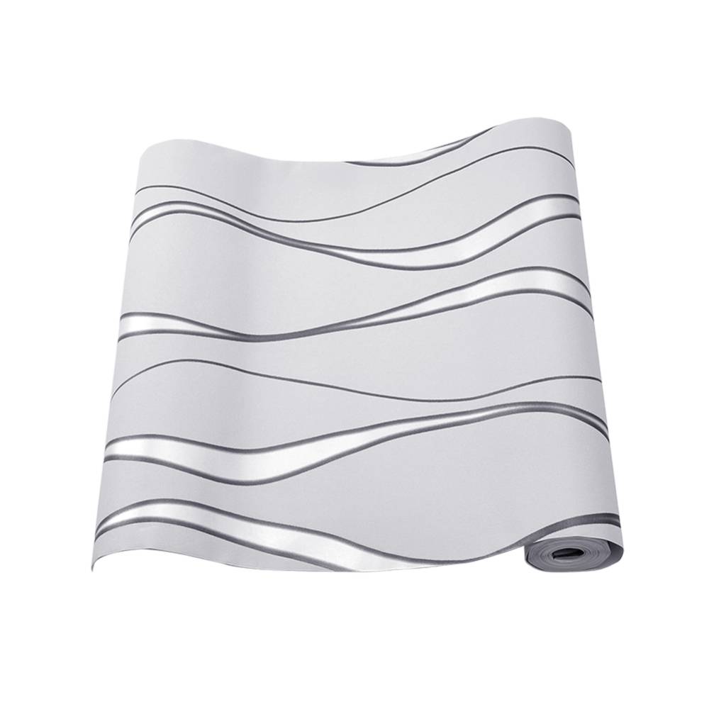 Modern Geometric Wavy Striped Fabric Wallpaper